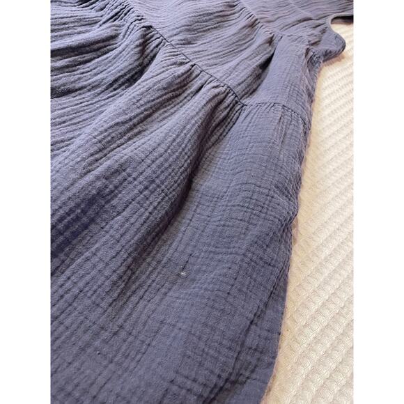 Universal Thread Cotton Gauzy Tank Tiered Navy Blur Mini Dress W/ Pockets Small - Picture 6 of 12
